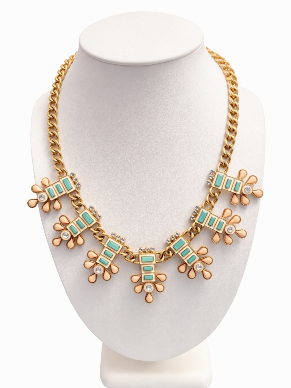 Plunder Muted Mint Green Gold Tone Statement Necklace NWOT